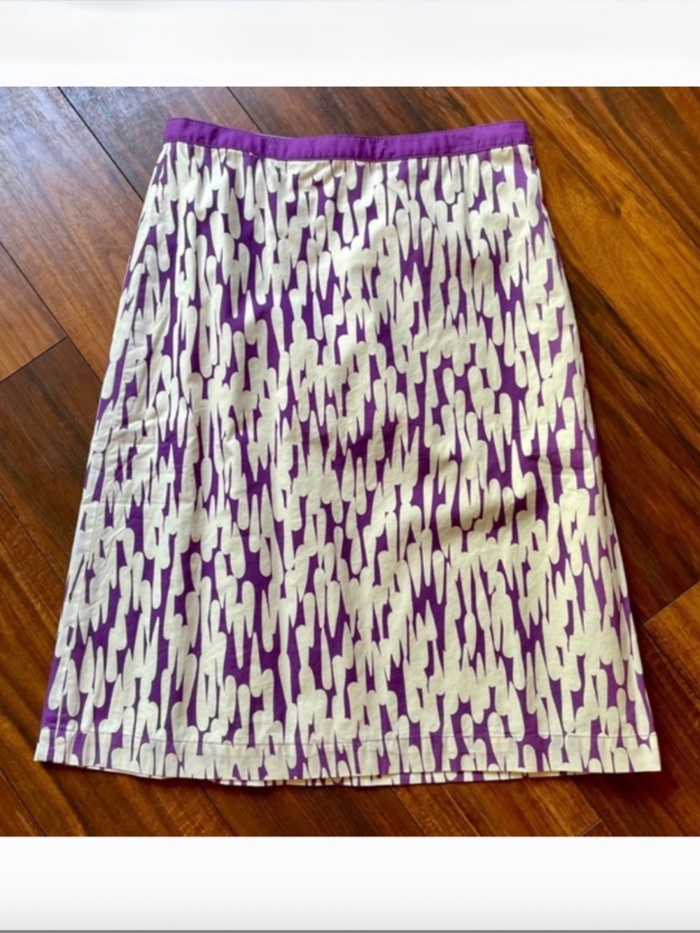 Boden Printed 100% Cotton Skirt 2 Lined Crocus Purple White